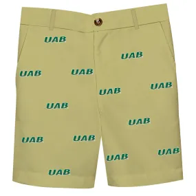 Alabama At Birmingham Blazers All Over Gold Print Structured Short