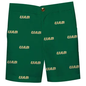 Alabama At Birmingham Blazers All Over Green Print Structured Short