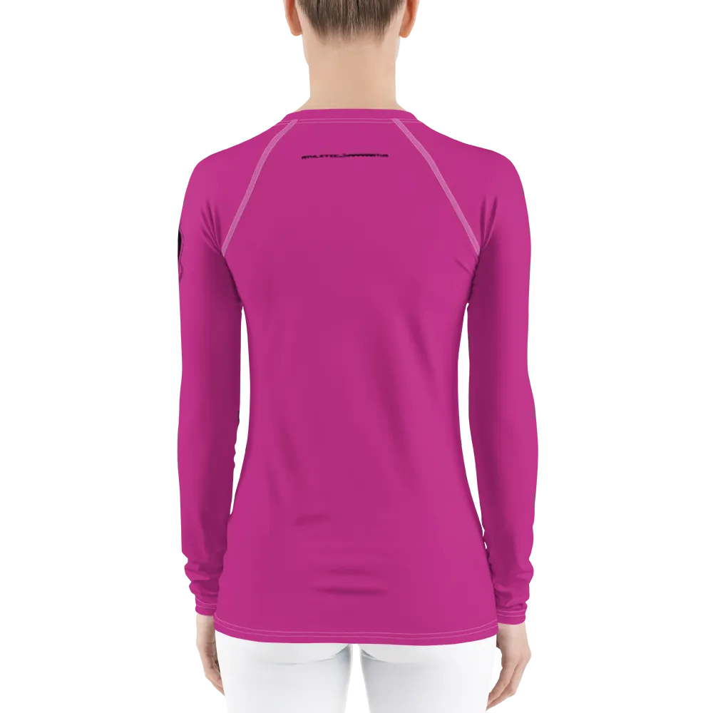 Athletic Apparatus Pink Black logo White stitch Women's Rash Guard