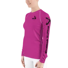 Athletic Apparatus Pink Black logo White stitch Women's Rash Guard