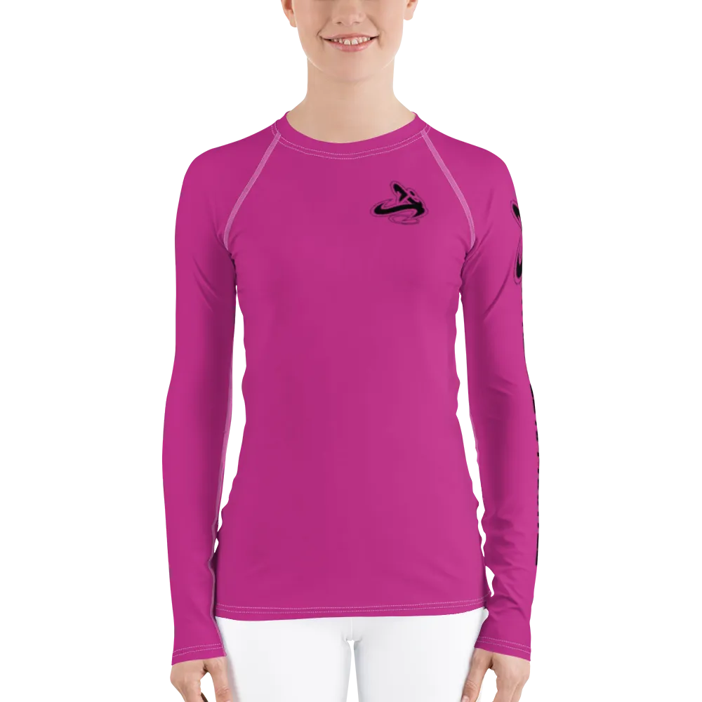 Athletic Apparatus Pink Black logo White stitch Women's Rash Guard