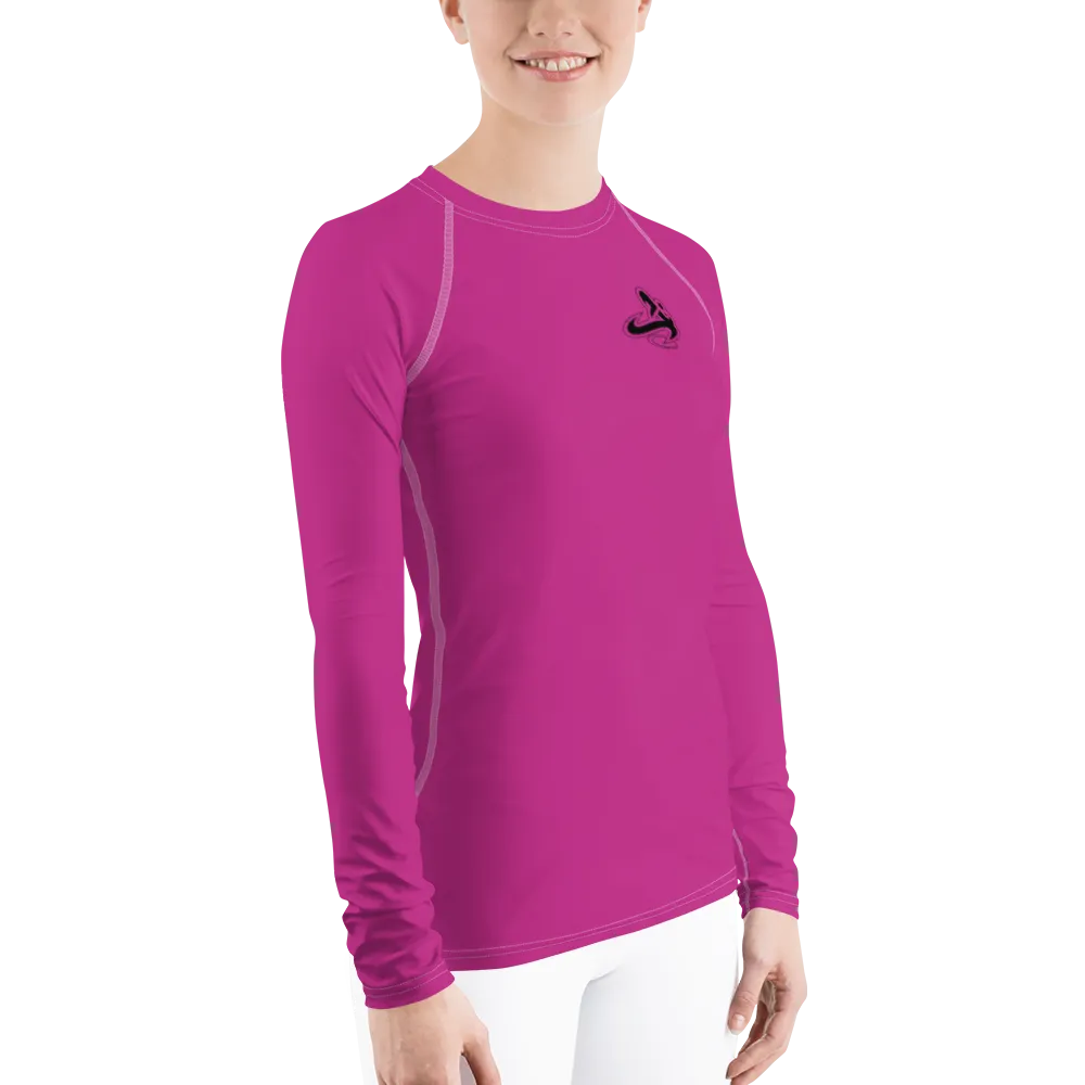 Athletic Apparatus Pink Black logo White stitch Women's Rash Guard