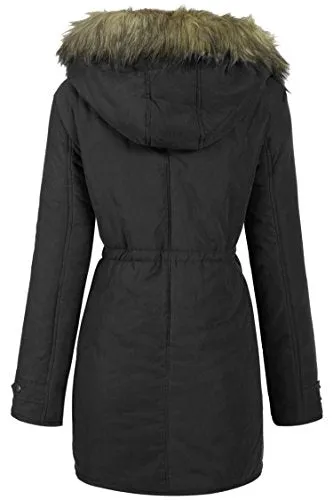 Beyove Womens Military Hooded Warm Winter Faux Fur Lined Parkas Anroaks Long Coats, (B)black 1, Medium