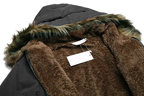 Beyove Womens Military Hooded Warm Winter Faux Fur Lined Parkas Anroaks Long Coats, (B)black 1, Medium