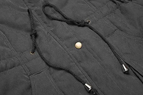 Beyove Womens Military Hooded Warm Winter Faux Fur Lined Parkas Anroaks Long Coats, (B)black 1, Medium