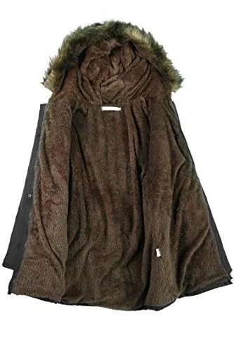 Beyove Womens Military Hooded Warm Winter Faux Fur Lined Parkas Anroaks Long Coats, (B)black 1, Small