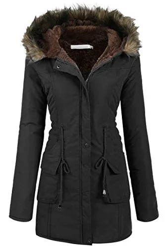 Beyove Womens Military Hooded Warm Winter Faux Fur Lined Parkas Anroaks Long Coats, (B)black 1, Small