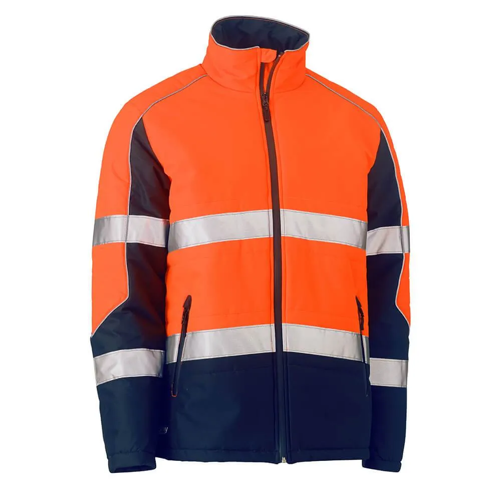Bisley BJ6829T Hi-Vis Taped Puffer Jacket Orange/Navy