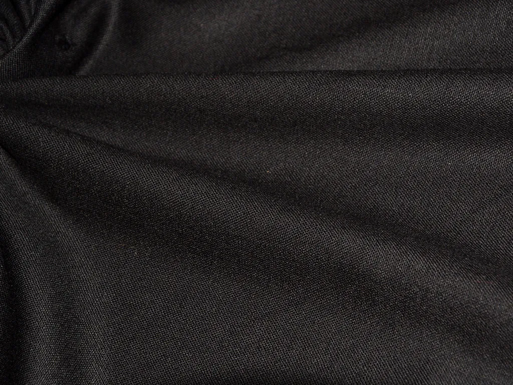 Black Plain Light Weight Acrylic Wool Fabric