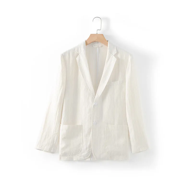 Casual Striped Linen Blazer