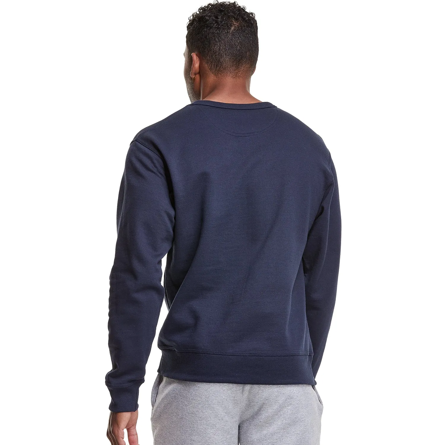 Champion Men's Powerblend Fleece Crew Neck Sweatshirt Navy/Yellow