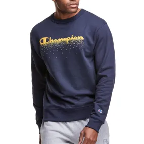 Champion Men's Powerblend Fleece Crew Neck Sweatshirt Navy/Yellow