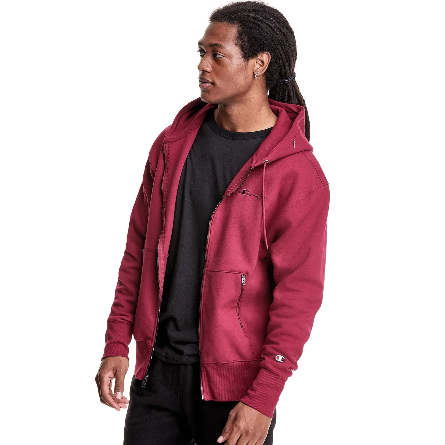Champion Men's Tech Weave Full Zip Hoodie Cranberry