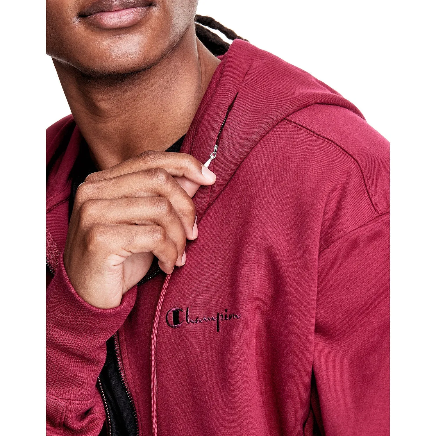 Champion Men's Tech Weave Full Zip Hoodie Cranberry