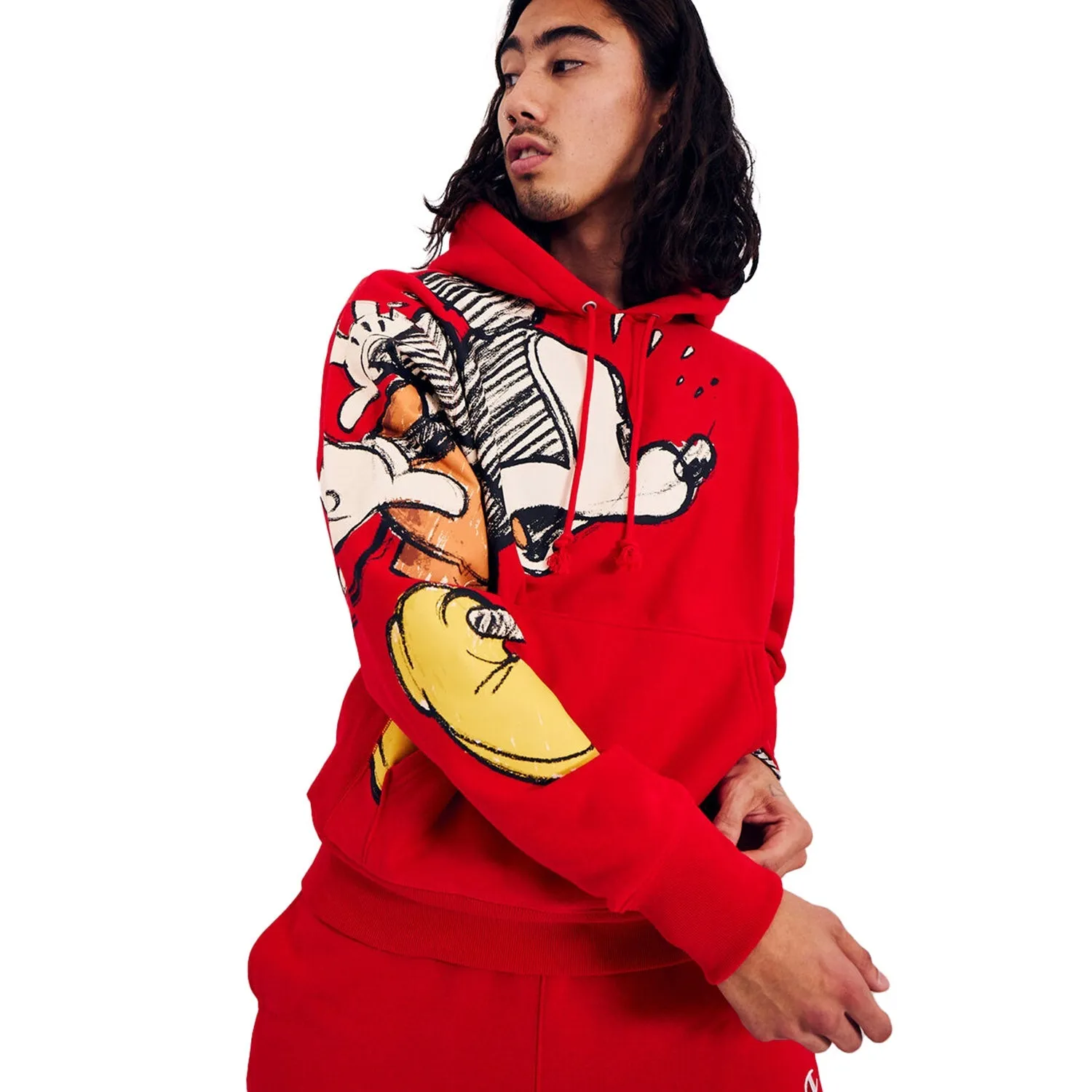 Champion x Disney Mickey Mouse Doodle Men's Hoodie Red