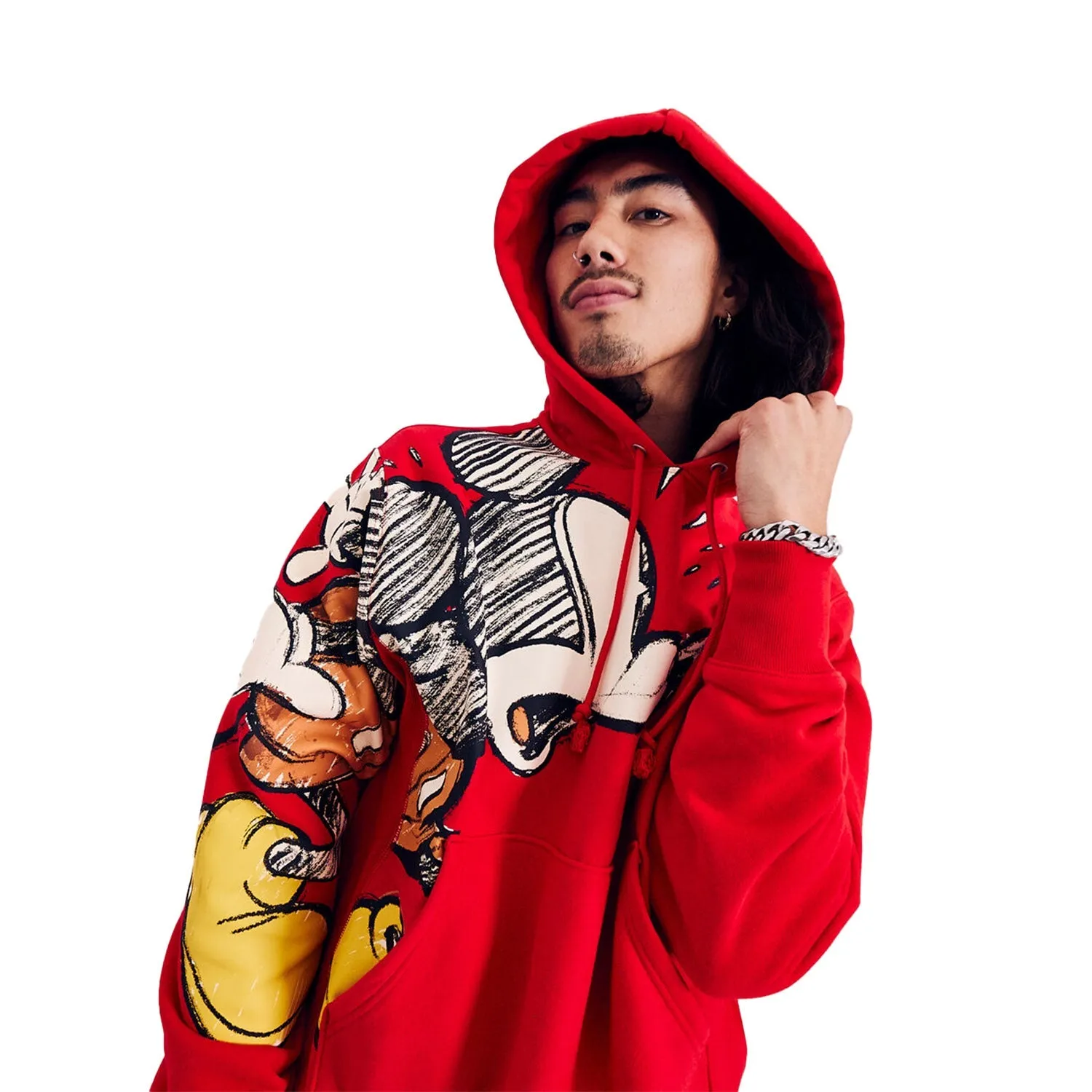 Champion x Disney Mickey Mouse Doodle Men's Hoodie Red