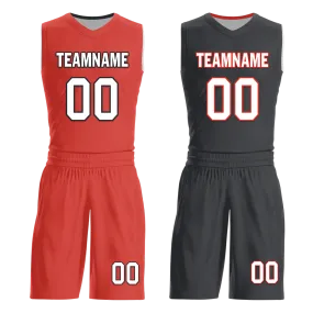 Custom Red Black Classic Style Reversible Basketball Uniform Personalized BBJR-D017038