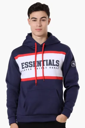 Essentials Super Triple Goose Striped Logo Hoodie - Navy