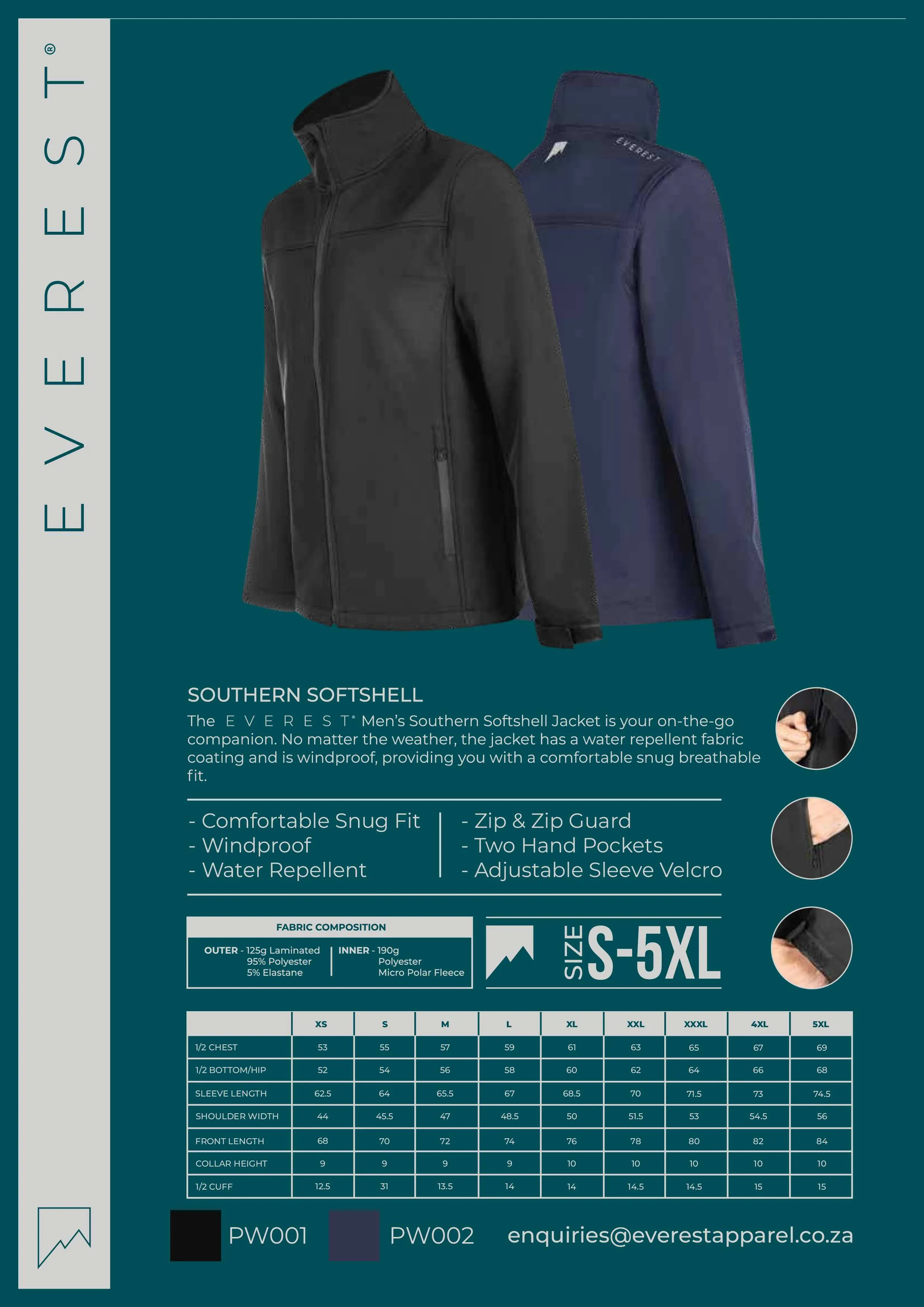 EVEREST Jacket Softshell Men's Navy Windproof
