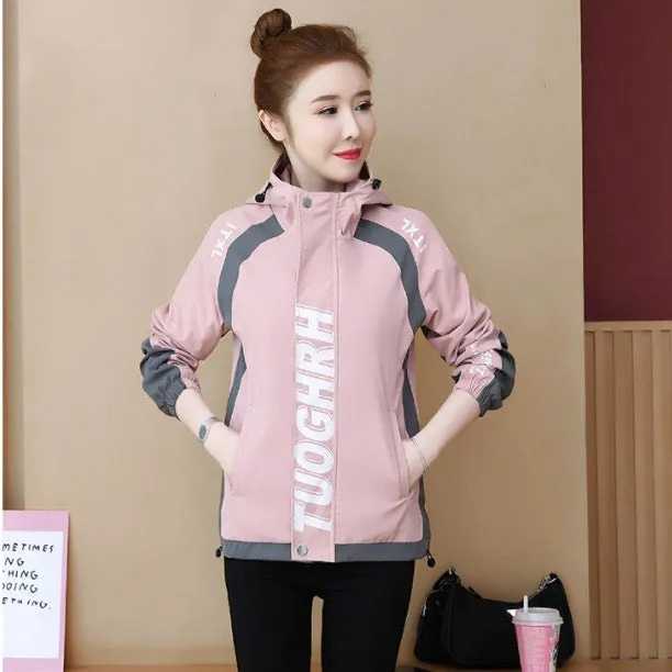 Fall Loose Color Blocking Medium Long Casual Hoodie