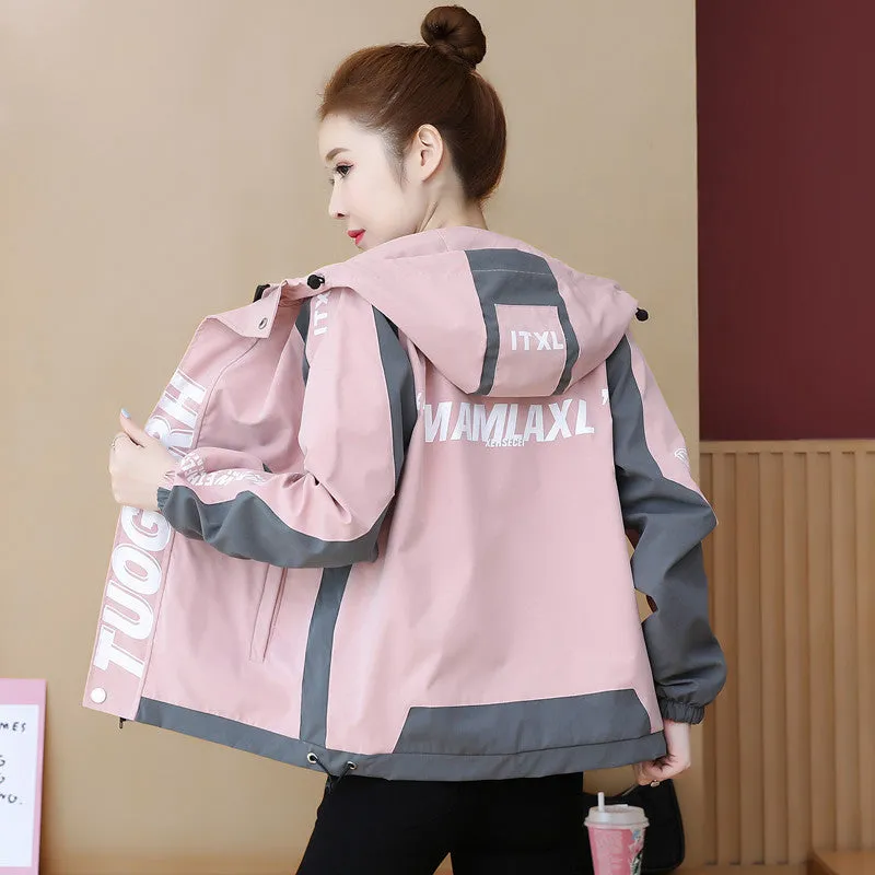 Fall Loose Color Blocking Medium Long Casual Hoodie
