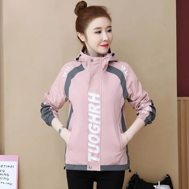 Fall Loose Color Blocking Medium Long Casual Hoodie
