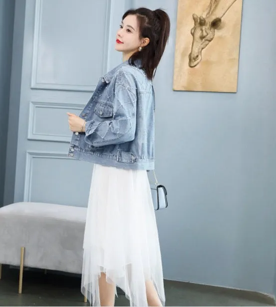 Fashion BF Short Casual Denim Coat