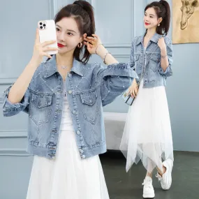 Fashion BF Short Casual Denim Coat