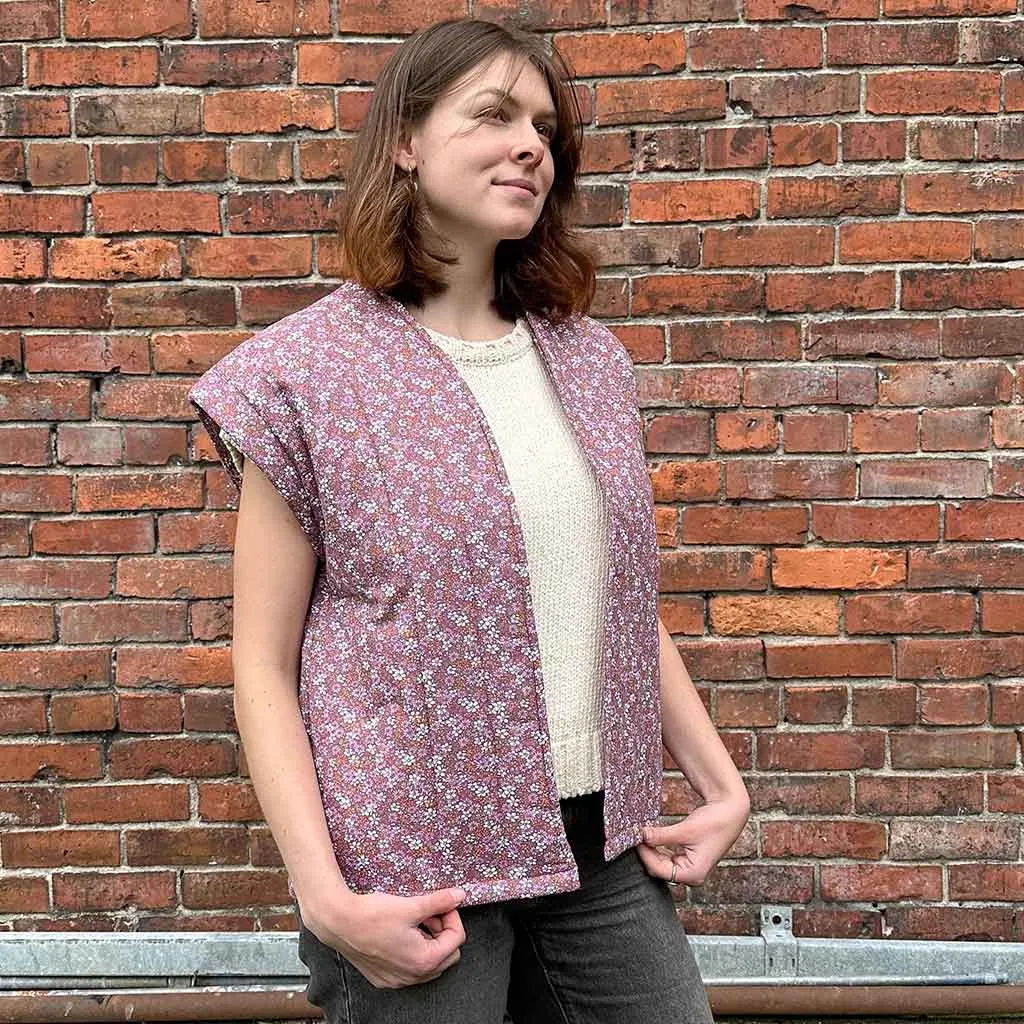 Floral Print Quilt Vest - Pink