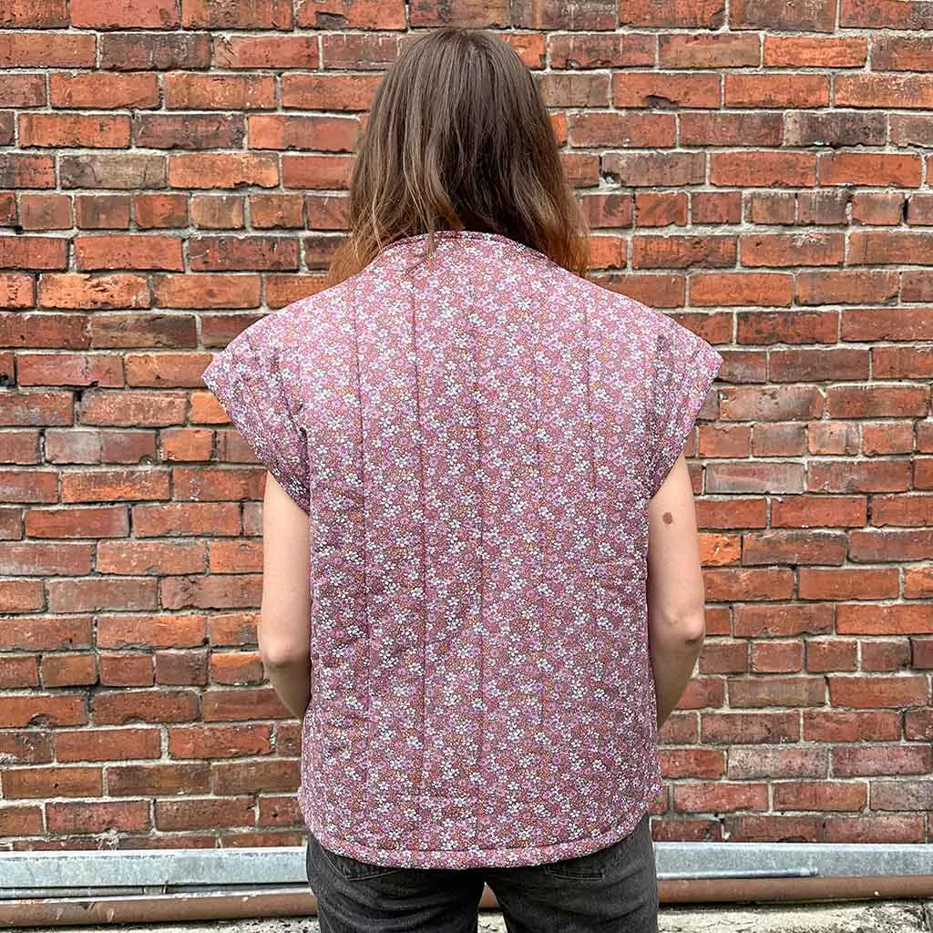 Floral Print Quilt Vest - Pink