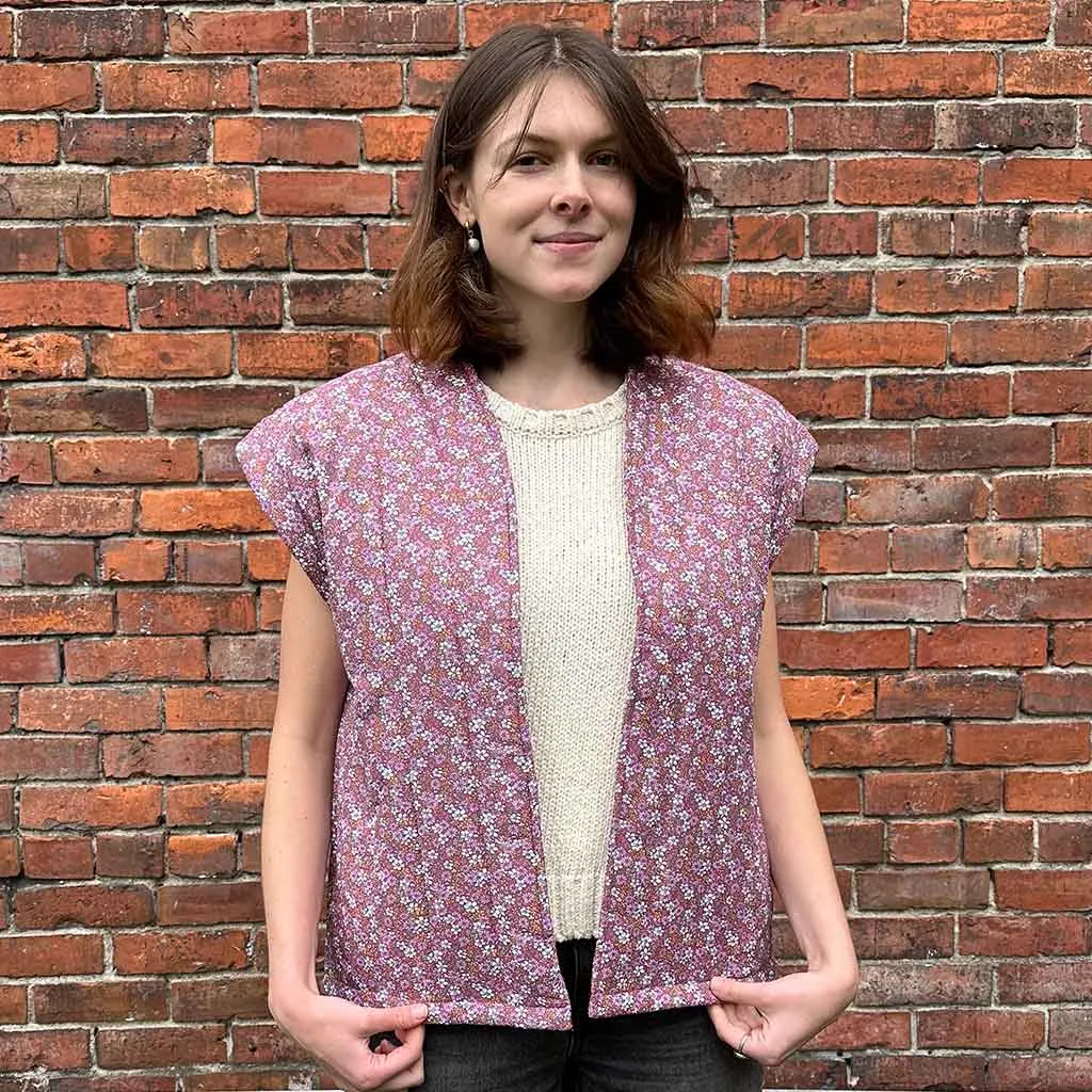Floral Print Quilt Vest - Pink