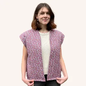 Floral Print Quilt Vest - Pink