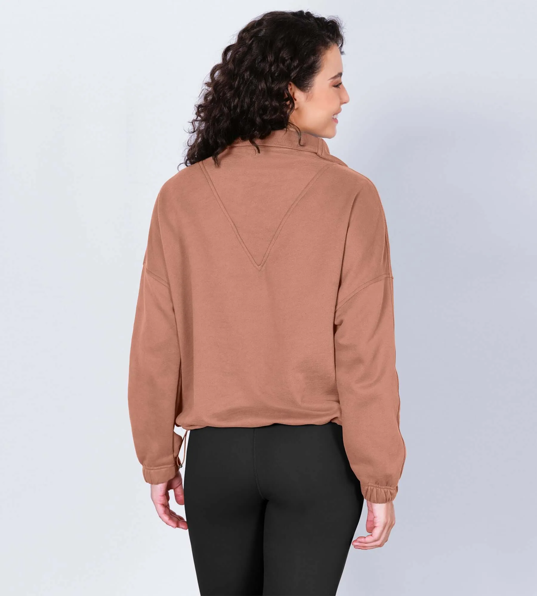 Funnel Neck Half Zipper Fleece Lined Hoodie