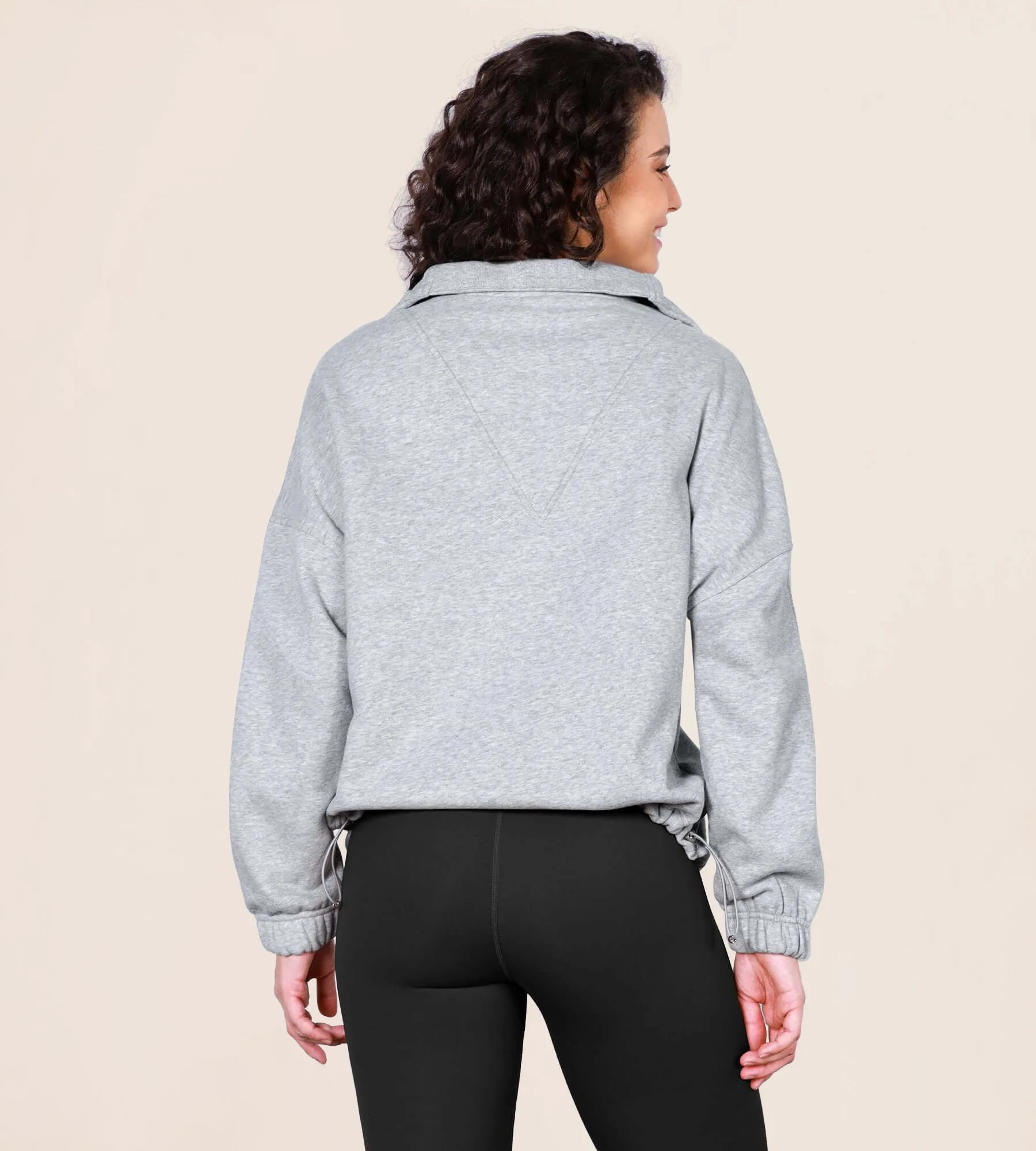 Funnel Neck Half Zipper Fleece Lined Hoodie