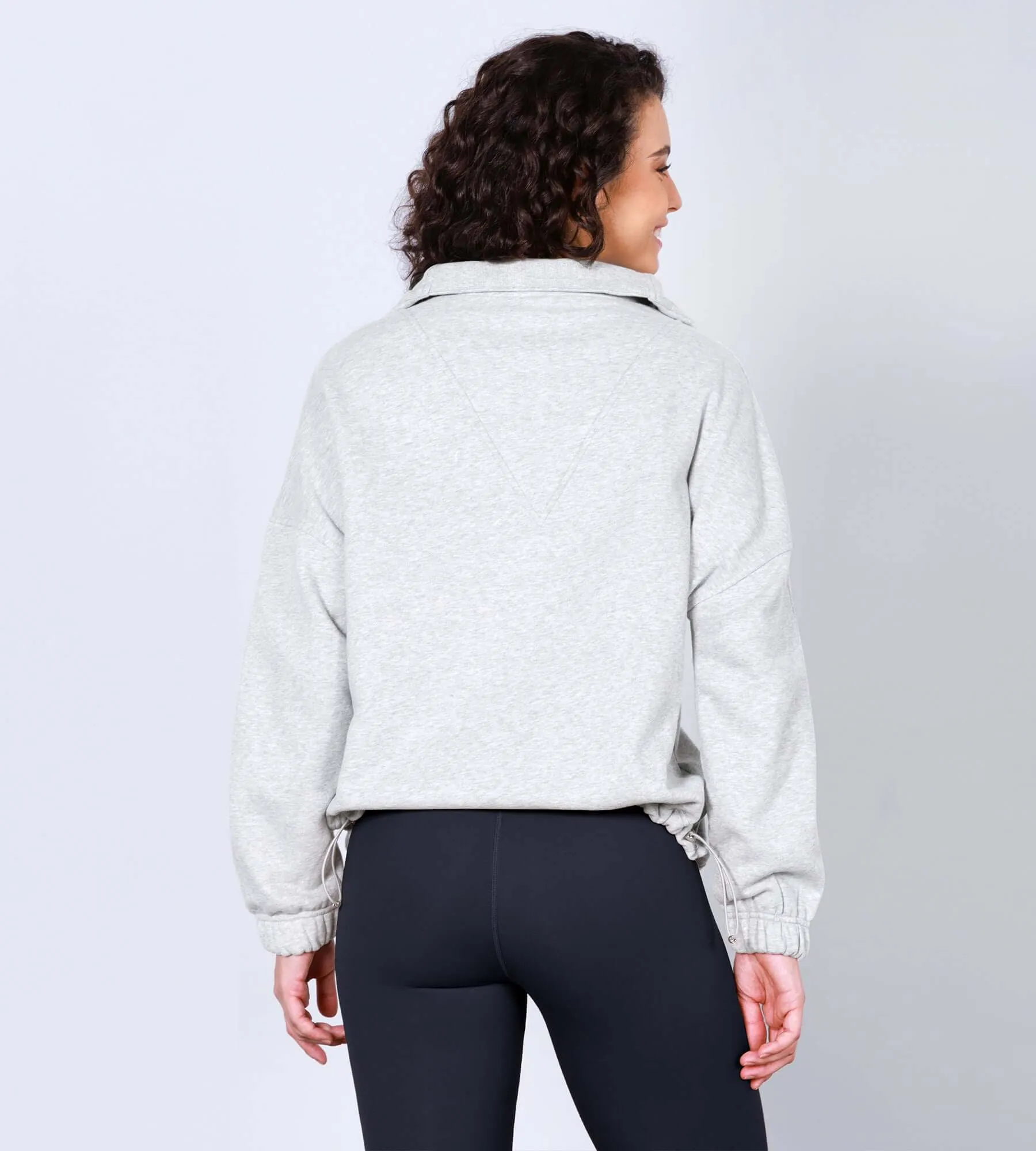 Funnel Neck Half Zipper Fleece Lined Hoodie