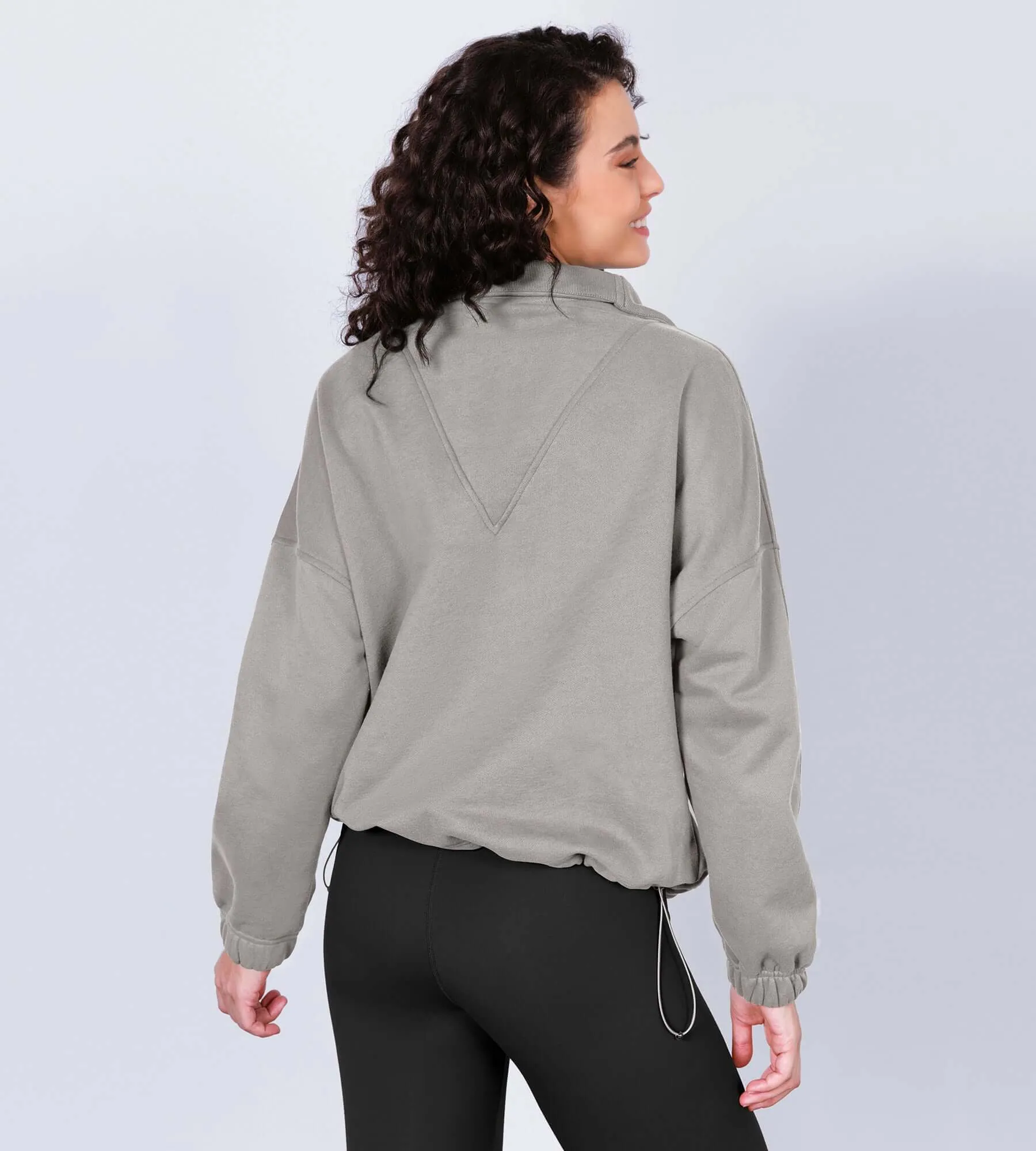 Funnel Neck Half Zipper Fleece Lined Hoodie