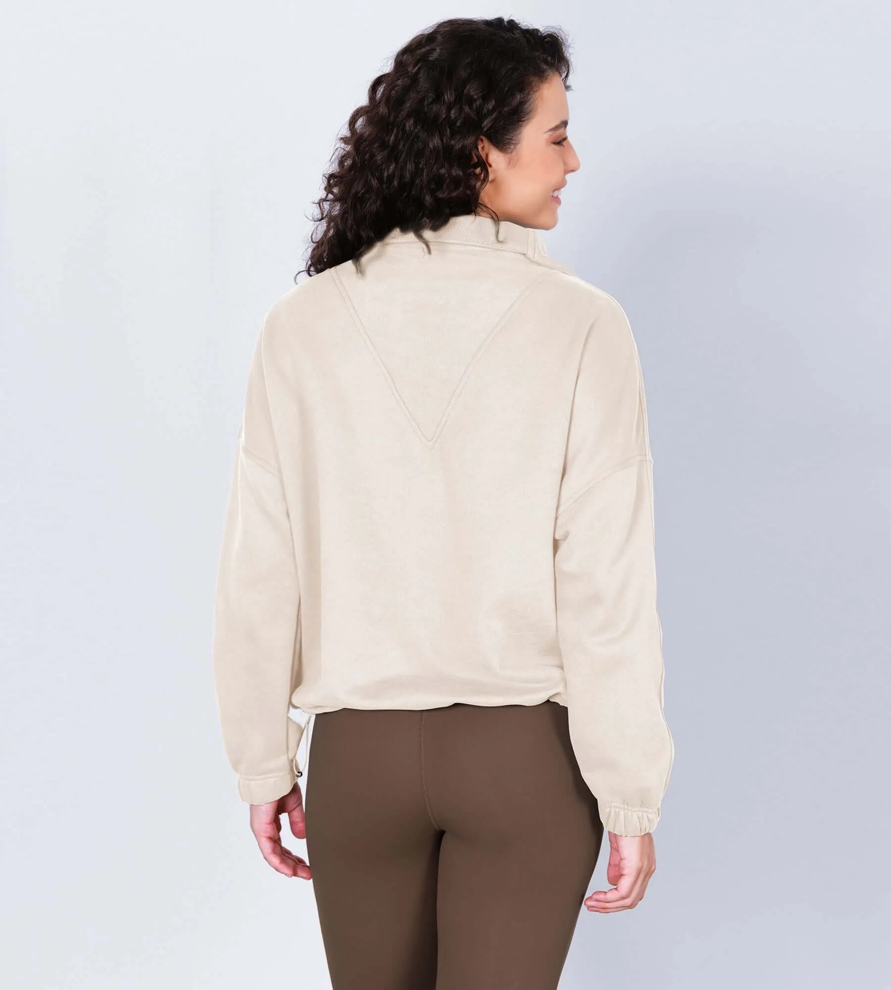 Funnel Neck Half Zipper Fleece Lined Hoodie