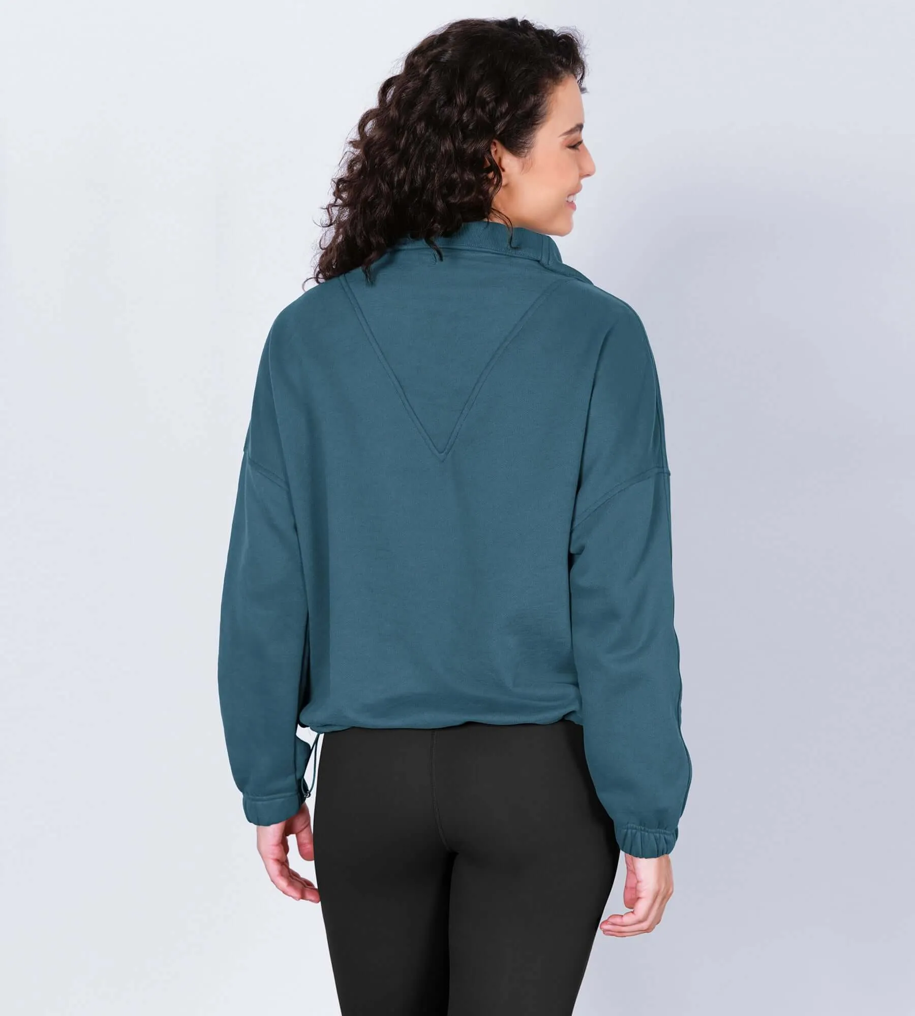 Funnel Neck Half Zipper Fleece Lined Hoodie