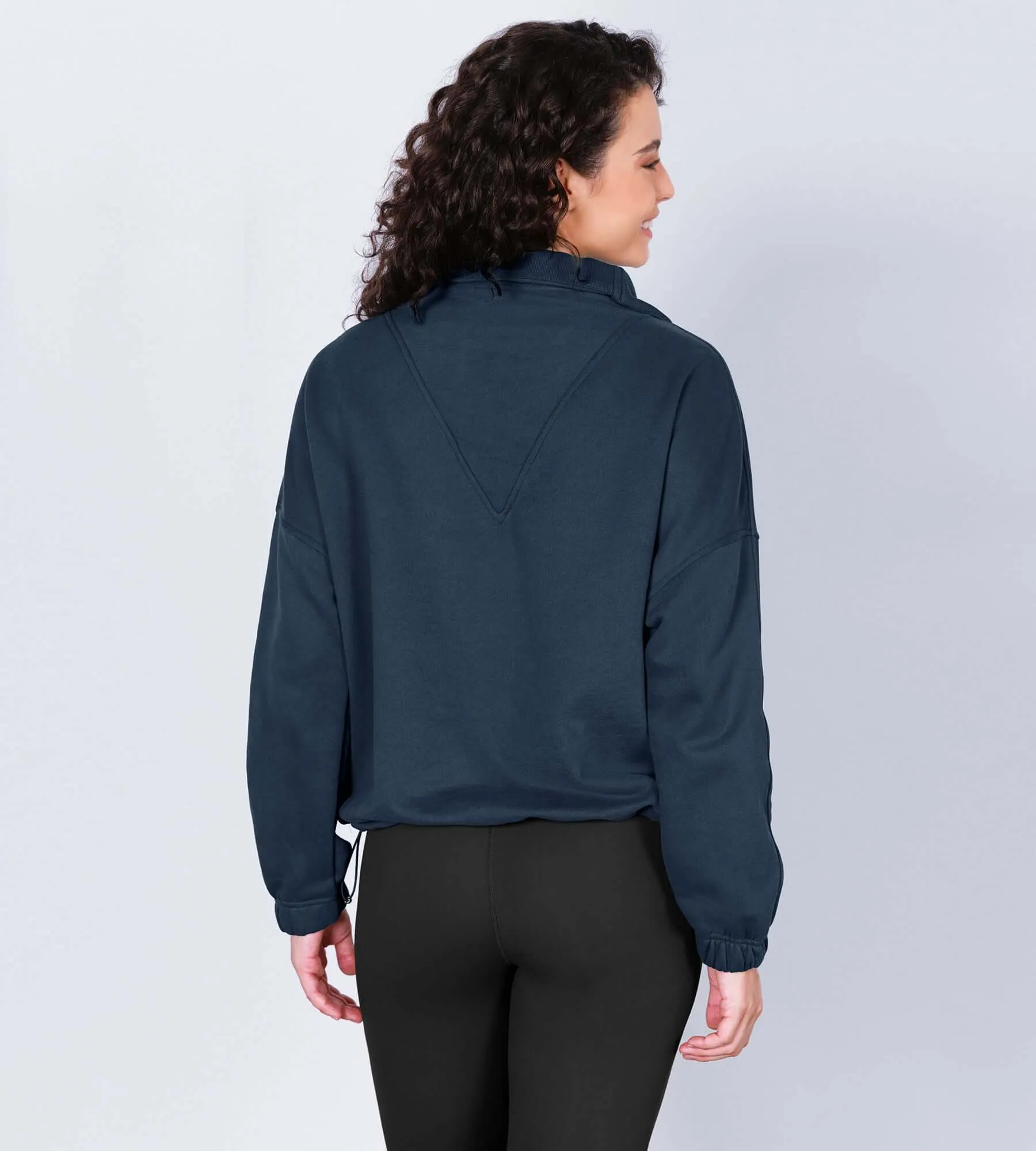 Funnel Neck Half Zipper Fleece Lined Hoodie