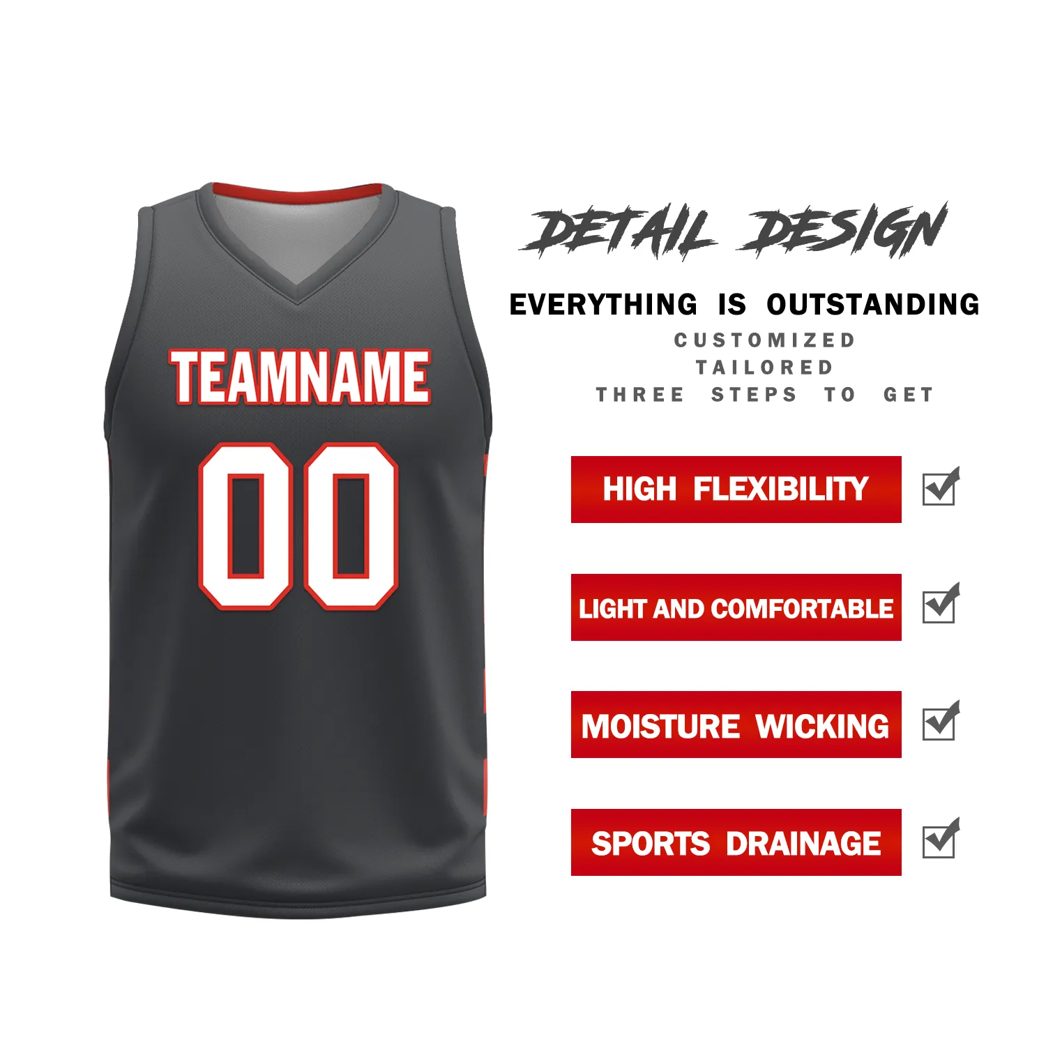 Gift Ideas,Custom Red Black Classic Style Reversible Basketball Uniform Personalized BBJR-D017038