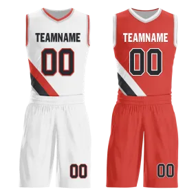 Gift Ideas,Custom White Red Classic Style Reversible Basketball Uniform Personalized BBJR-D017037