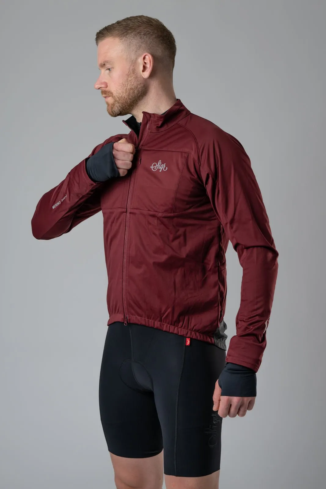 Gotlandsleden Tour Men's Deep Red Merino Softshell Cycling Jacket
