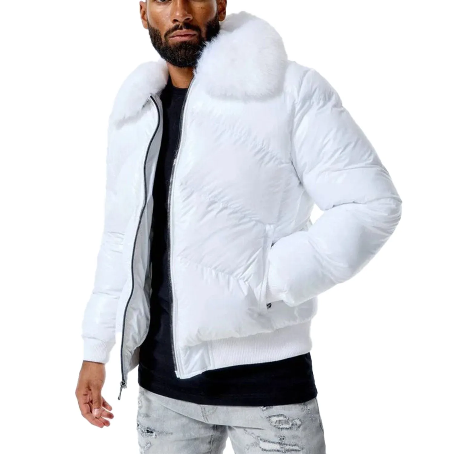 Jordan Craig Shiny Men's Puffer Jacket White