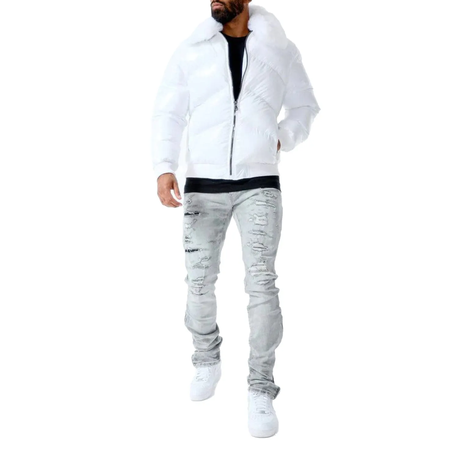 Jordan Craig Shiny Men's Puffer Jacket White