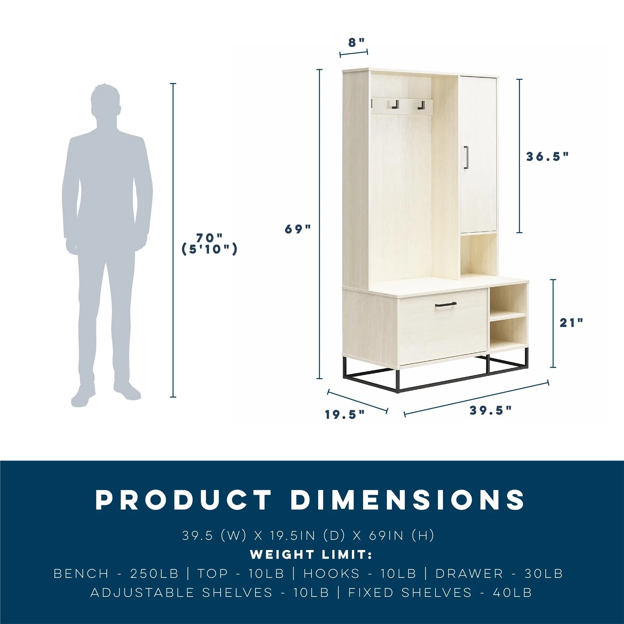 Kelly Hall Tree with Bench and Shoe Storage
