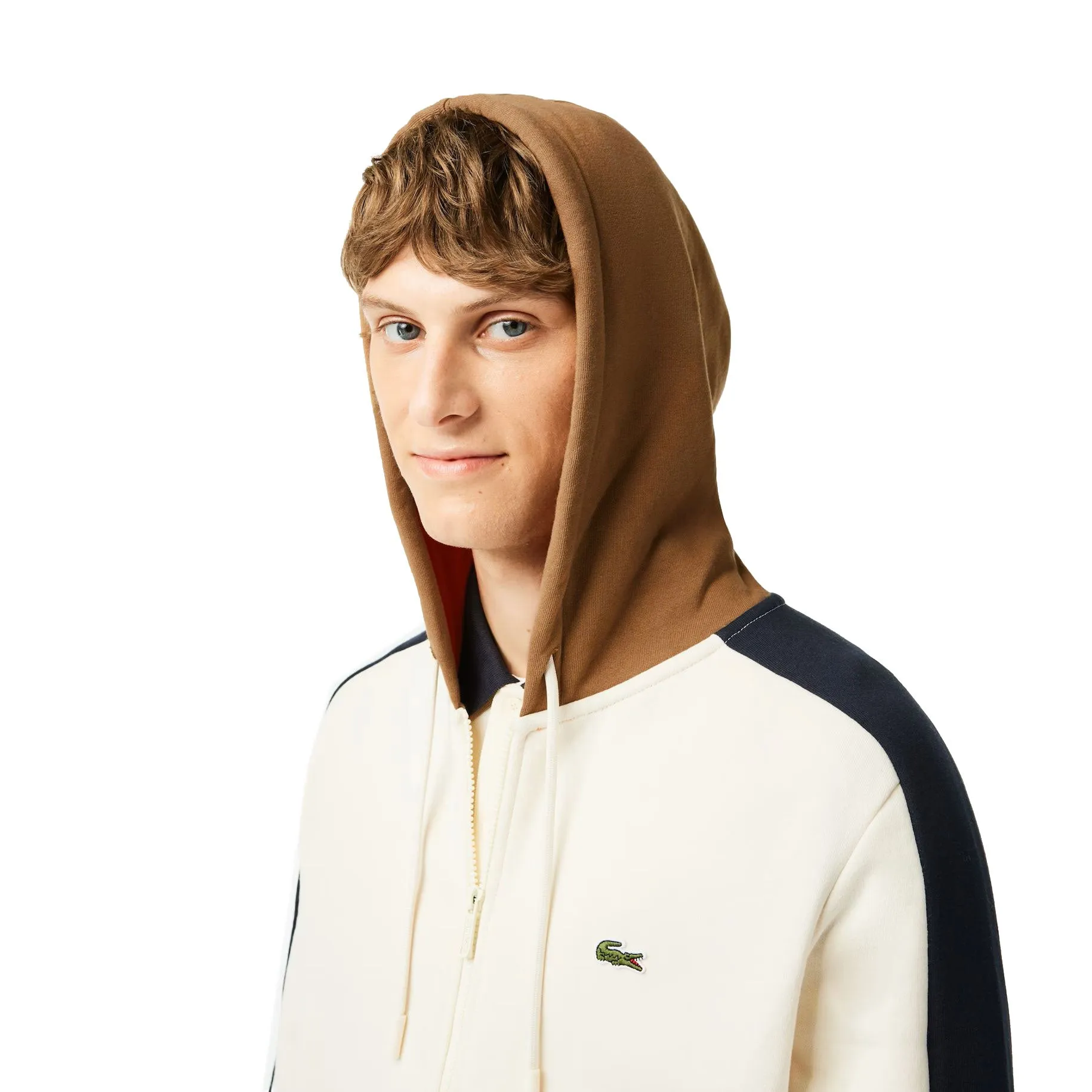 Lacoste Colorblock Men's Hoodie White-Brown-Navy Blue