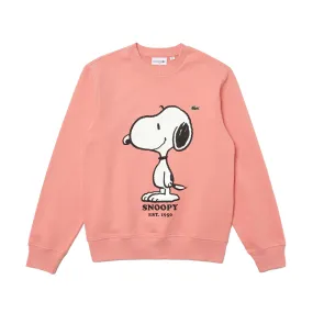 Lacoste X Peanuts Snoopy Crew Neck Organic Cotton Unisex Sweatshirt Pink