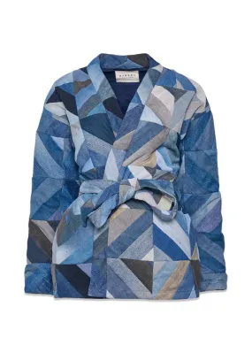 Marlene Patchwork Denim Jacket - Denim Blue