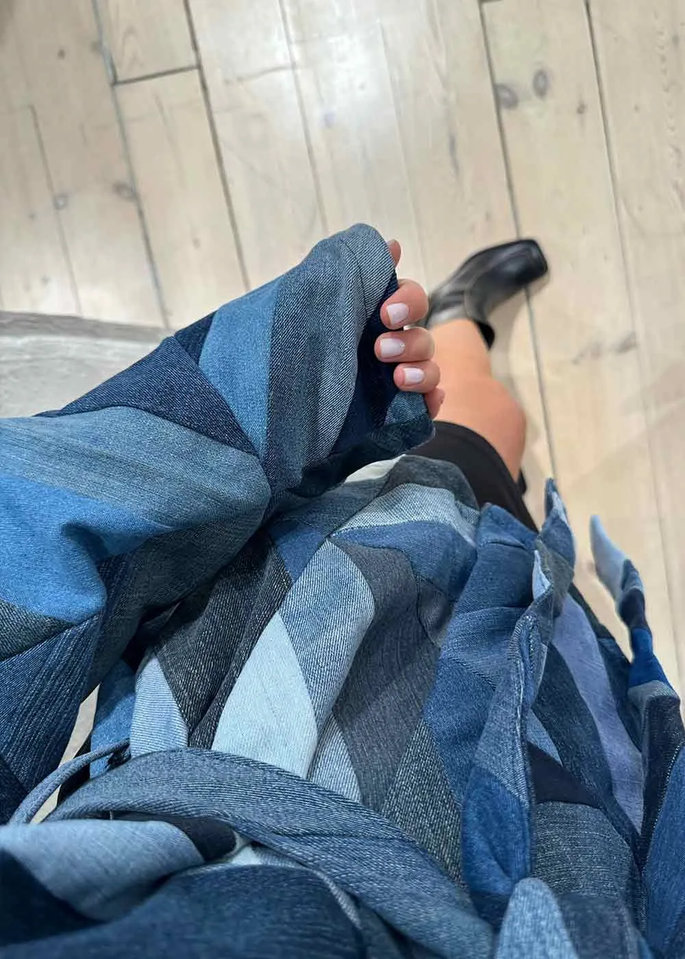 Marlene Patchwork Denim Jacket - Denim Blue