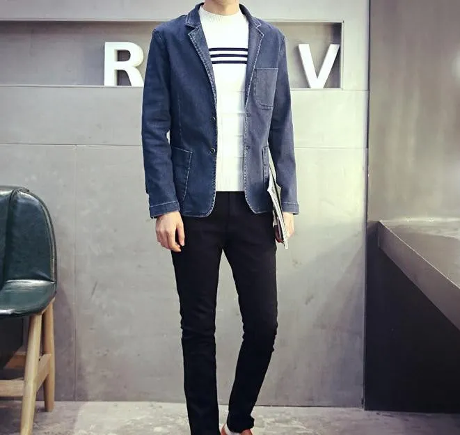 Men's Casual Denim Blazer